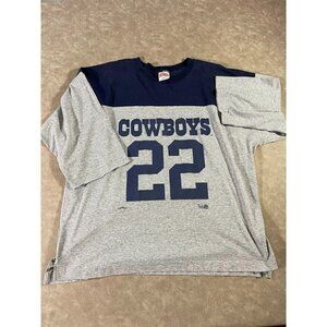 Vintage 90s Nutmeg Men's Dallas Cowboy Shirt E. Smith 22 Quarter Sleeve‎ Gray XL